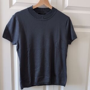 T Tahari Charcoal Knit Top